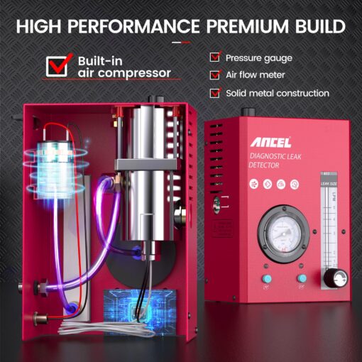ANCEL S3000 Smoke Machine Automotive with Built-in Air Compressor, Pressure Gauge & Adjustable Flow Meter, Automotive Smoke Machine Leak Detector for EVAP,Fuel,Vacuum,Intake,Exhaust & More Car System - Image 6