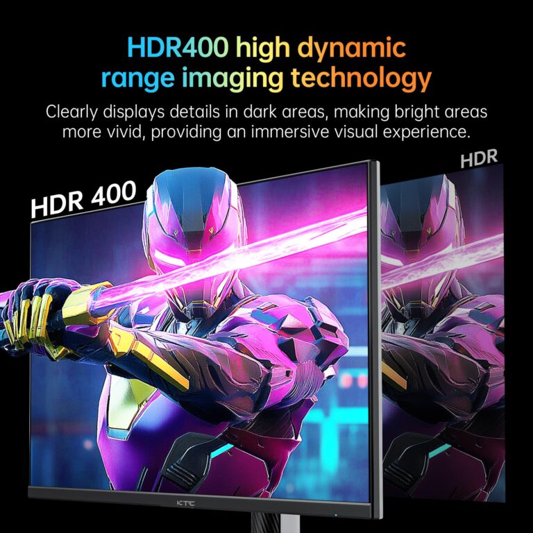 KTC Monitor 27-inch White Gaming Monitor WQHD (2560x1440) Fast IPS, 300Hz (Supports 320Hz via Overclocking) 1ms 144% sRGB High Brightness 450cd/㎡, Low Blue Light, Flicker-Free, 2 x HDMI, 1 x DP H27E6 - Image 8