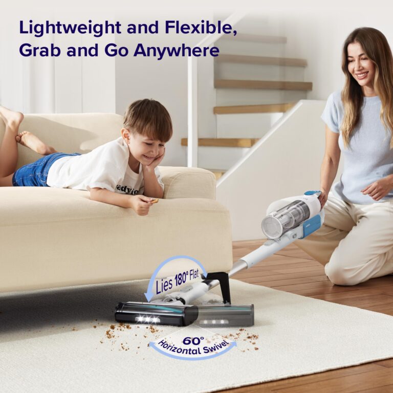 LEVOIT Cordless Vacuum Cleaner, Stick Vac with Tangle-Resistant Design, Up to 50 Minutes, Powerful Suction, Rechargeable, Lightweight, and Versatile for Carpet, Hard Floor, Pet Hair, White＆Blue - Image 4