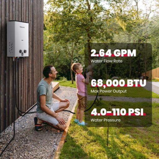 GASLAND 10L Propane Outdoor Tankless Water Heater, Ultra Slim 2.64GPM Portable Propane Shower for Off Grid Camping, G10, 68,000 BTU - Image 8