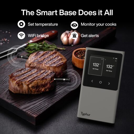 Typhur Sync Pro WiFi Wireless Meat Thermometer, 2 Thin Probes, Smart Base, LCD Display, Unlimited Range, Bluetooth 5.4, Improved Stability, NIST-Certified Accuracy, BBQ, Grill, Smoker, Oven, Kitchen - Image 5