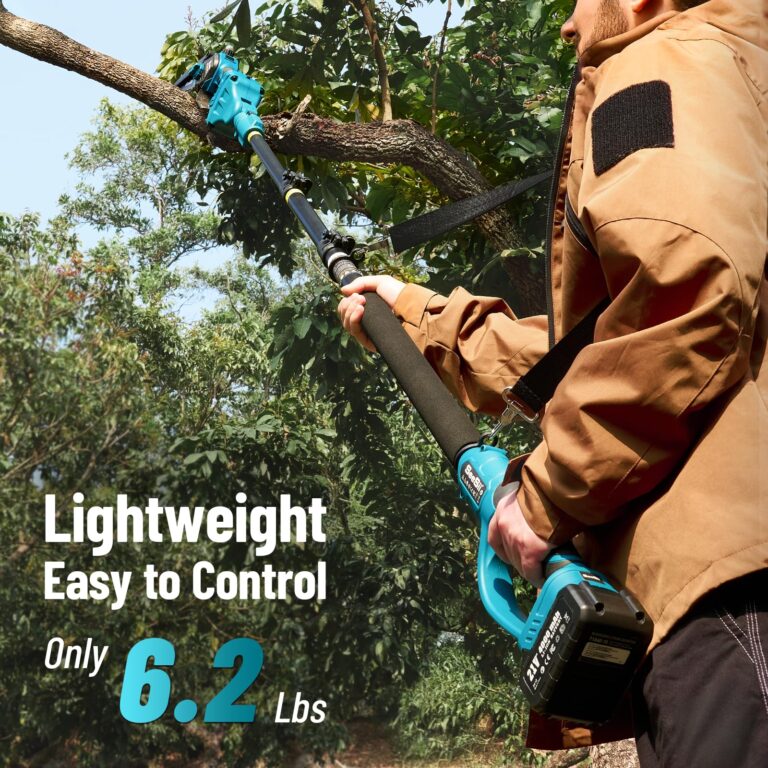 Seesii 2-in-1 Pole Saws for Tree Timming: Electric Mini Chainsaw 6 Inch Cordless, 2 x 4000mAh Batteries Tree Pruner, Brushless Chain Saw with Extension Pole for Limb Branch Cutter,16Ft Reach - Image 5