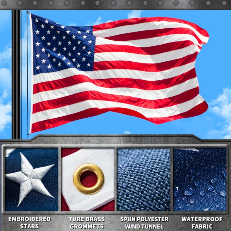 Heavy Duty Flag Pole Kit with Solar Light, 25 FT 12 Gauge Aluminum in Ground Flagpole with 128 LEDs Solar Powered Set for House Outside, with Embroidered American Flag, Residential Commercial, Black - Image 3