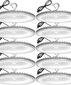 XYCN 10 Pack 200W UFO Led High Bay Light,120VAC,5000K Daylight Commercial Bay Lighting,IP66 Waterproof,30500LM,850W MH/HPS with Plug Area Lighting for Warehouse/Shop/Workshop/Garage/Barn/Gym/Factory