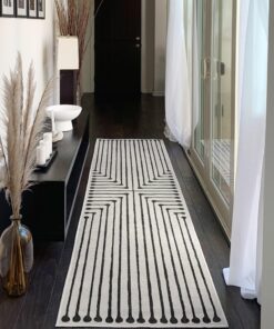 Ruggable x Jonathan Adler Washable 2x7 Runner Rug, Black and White, Premium Rugs for Hallway, Kitchen, Entryway, Living Room, Bedroom, Office with Gripper Non Slip Pad, Inkdrop Black & Ivory