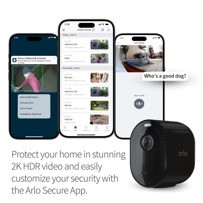 Arlo Pro 5S 2K Spotlight Camera - Wireless Home Security Camera with Spotlight, Color Night Vision, Dual-Band Wi-Fi & 2-Way Audio - Black, 3 Pack, VMC4360B - Image 6