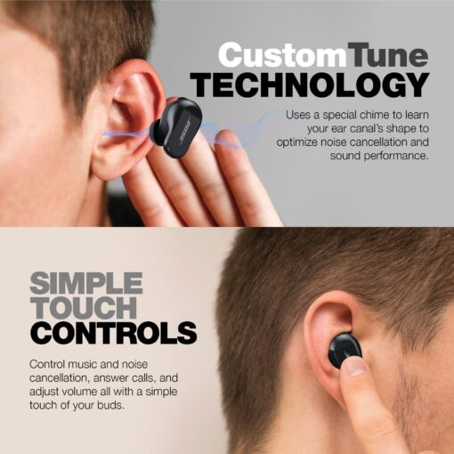 Bose QuietComfort Earbuds II Bundle with Protective Silicone Carrying Case and Cloth - Active Wireless Noise Cancelling in-Ear Bluetooth Headphones with Personalized Sound, Bose Earbuds 2 (Black) - Image 5