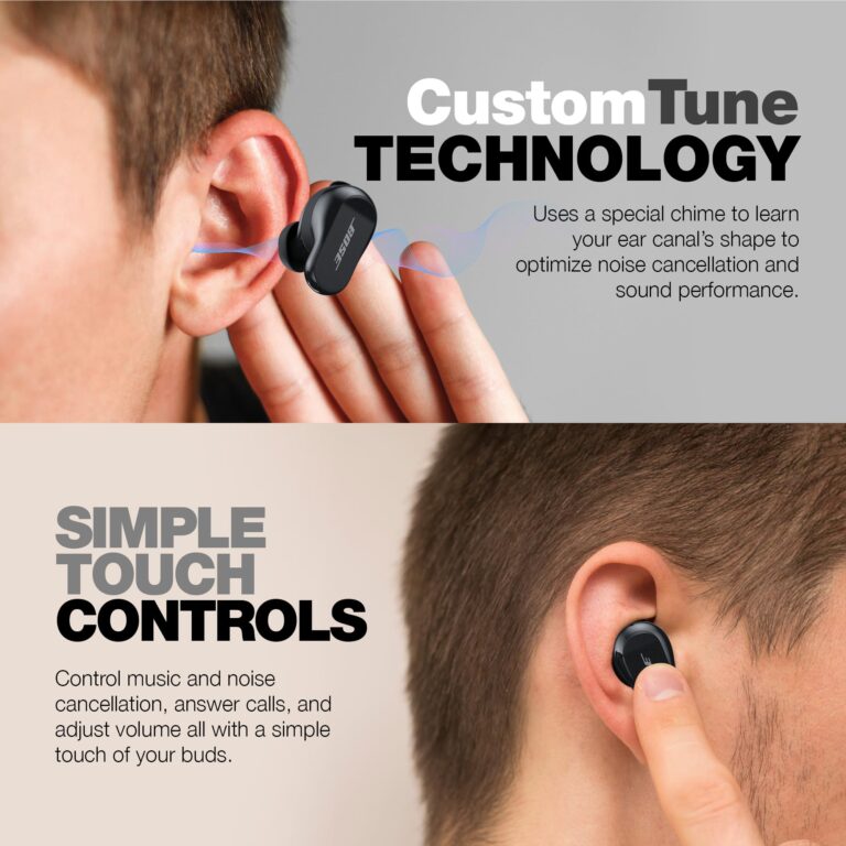 Bose QuietComfort Earbuds II Bundle with Protective Silicone Carrying Case and Cloth - Active Wireless Noise Cancelling in-Ear Bluetooth Headphones with Personalized Sound, Bose Earbuds 2 (Black) - Image 5
