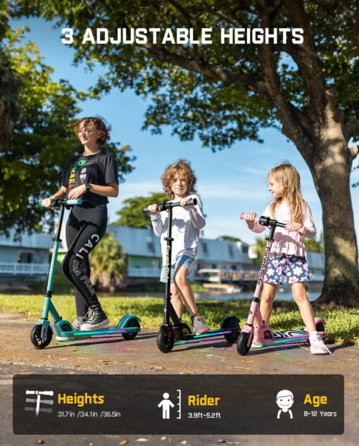 FanttikRide C9 Pro Electric Scooter for Kids 8-12, Adjustable Handlebar Height for Riders 3.9-5.2 ft, 132 lbs, Up to 40 min Continuous Time, 5 Miles Range, 3 Speed Mode 5/8/10 MPH, Pink - Image 5