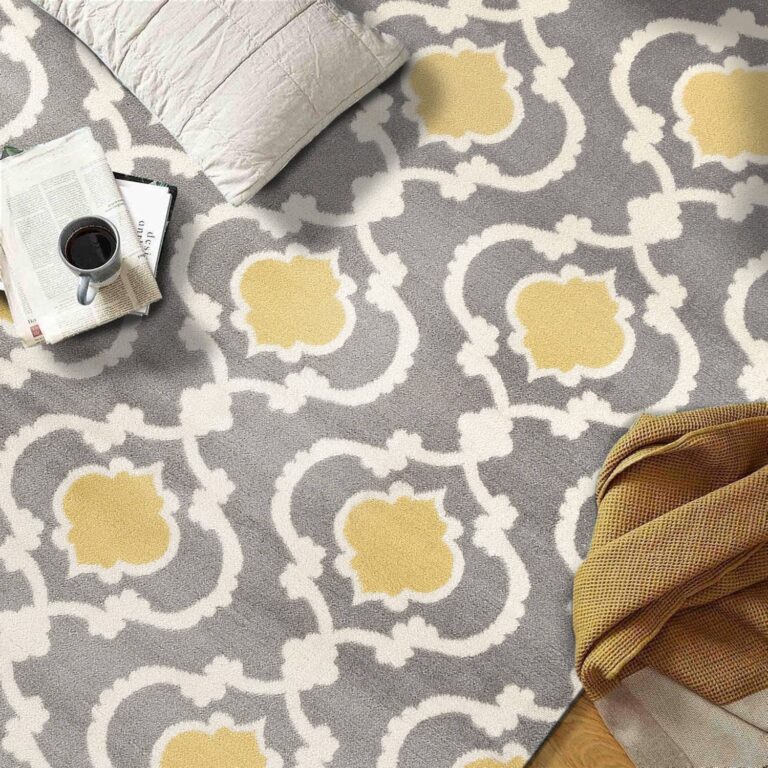 Rugshop Moroccan Trellis Contemporary Perfect for high Traffic Areas of Your Living Room,Bedroom,Home Office,Kitchen Area Rug 6'6" X 9' Gray/Yellow - Image 7