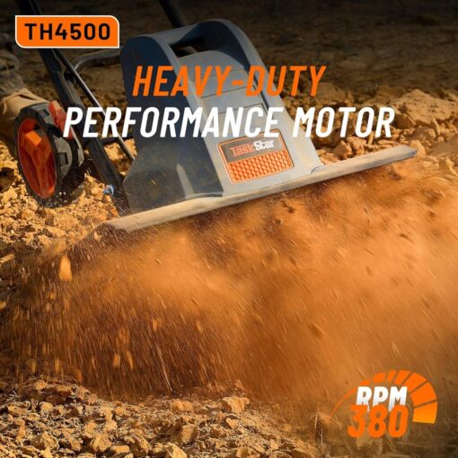 Electric Tiller for Gardening 380 RPM Rototiller 18 Inch Cultivator 13.5Amp TaskStar TH4500 Corded Tiller,9 Inch Deep Soil Tiller Heavy-Duty Blades*6,Variable Three-Position Wheels for Smooth Workflow - Image 9