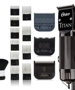Oster Titan Model #76076-310 Detachable Blade Heavy Duty Clipper with Bonus 00000 Detachable Blade, 10 Guide Comb Set and Neck Duster
