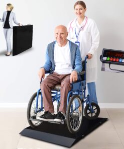 Meilestone MS-WCS1000 1000lb Wheelchair Scale/Portable Light Weight Floor Wheelchair Scale for Home or Senior Care House | with Dual Ramp