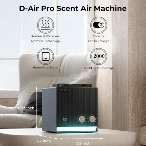 2025 Upgraded 2000 Sq Ft Dual Nozzle Smart Waterless Diffuser, 2×200ml Scent Air Machine for Home Hotel Collection Diffuser Cold Air Technology Waterless Essential Oil Diffuser for Large Room - Image 4