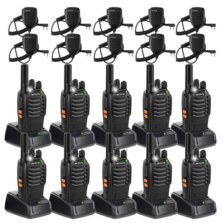 Retevis H-777 Walkie Talkies with Mic, Adults 2 Way Radios Long Range Rechargeable, License-Free, Crystal Audio, for School Work Construction Site(10 Pack)