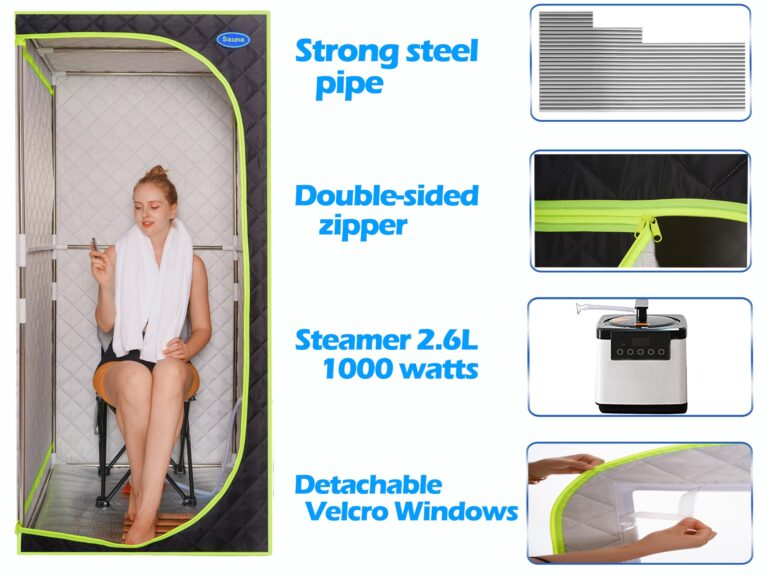 Portable Steam Sauna, Personal Sauna Box, Home Sauna Tent, Thick Triple-Layer Insulated Oxford, 2.2L Steamer, Remote Control, Folding Chair, 15 Levels of Temp, Steel Pipe Bracket 2.63’ x 2.63’ x 5.8’ - Image 4