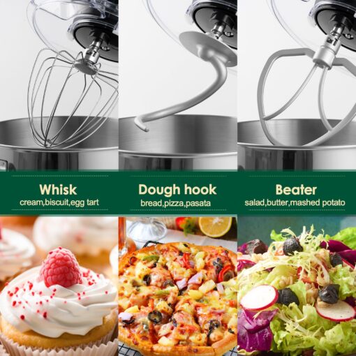 Aucma Stand Mixer,8.5QT 900W Tilt-Head, Large Capacity Kitchen Electric Mixer with Dough Hook, Wire Whip & Beater (Black, 8.5QT) - Image 5