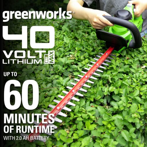 Greenworks 40V 24" Cordless Hedge Trimmer (1" Cutting Capacity), Tool Only - Image 12