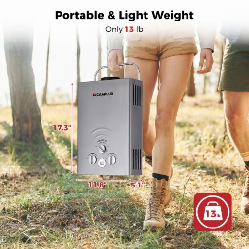 CAMPLUX Portable Water Heater 1.58 GPM, BW158G Propane Water Heater Outdoor, 41,000 BTU, Camping Shower, Easy to Install, Gray - Image 7