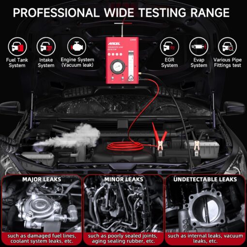 ANCEL S3000 Smoke Machine Automotive with Built-in Air Compressor, Pressure Gauge & Adjustable Flow Meter, Automotive Smoke Machine Leak Detector for EVAP,Fuel,Vacuum,Intake,Exhaust & More Car System - Image 8