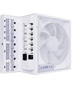 Lian Li Edge Serie - 1200W Full Modular Power Supply (Fan USB Hub Included) - Gold - ATX 3.1 - PCIE 5.1 Support - 12V-2x6 Connector - L-Shape Design for Dual Chamber Case - White (EG1200G.WH)