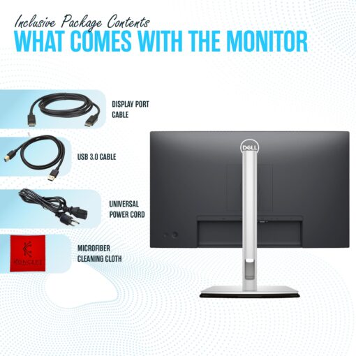 Dell P2425H Computer Monitor Screen 24" 16:9 IPS Bundle with Stand - Full HD, 1920 x 1080-1 Year Warranty - LED, 100Hz Monitor - Power Cable, DisplayPort Cable, USB 3.0 Cable - Image 6