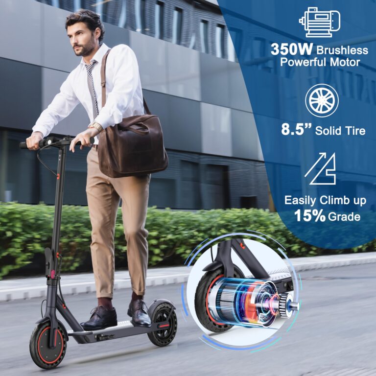 Electric Scooter 8.5" Solid Tires 350W Motor 10.5Ah Battery Up to 23 Miles Range 19 Mph Speed Portable Folding Commuting Scooter Double Braking System, Max Load 264Ibs - Image 6
