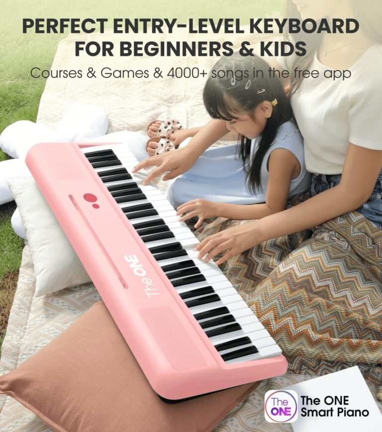 The ONE Smart Keyboard COLOR 61 Lighted Keys Piano Keyboard, Digital Piano for Beginners with 256 Tones, 64 Polyphony, Built-in LED Lights and Free Apps (Pink) - Image 7