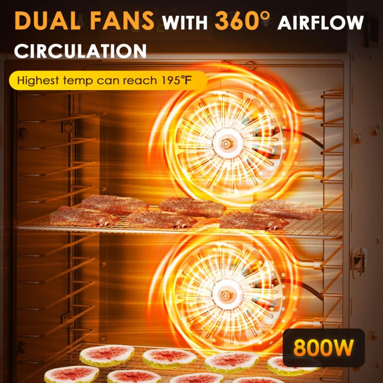 HOPERAN Food Dehydrator, 12 Stainless Steel Trays Dehydrators for Food and Jerky, Herbs, Fruit, Dehydrator Machine with Digital Timer and Temperature Control, Overheat Protection, Recipe Book Included - Image 6