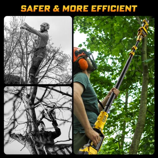 2-IN-1 Electric Pole Pruning Shears Cordless Compatibility with DEWALT 20V MAX Battery, 1.6" Cutting Diameter Pruner, 14.8 FT MAX Extension Pole Saws for Tree Trimming, LCD Display(NO Battery) - Image 2