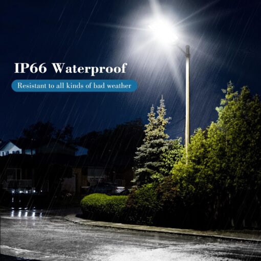 OKPRO 9800W Solar Street Lights Outdoor - 7000K Wide Angle Solar Lights Outdoor with Motion Sensor & Dusk to Dawn, IP66 Waterproof Solar Powered Outdoor Lights for Roadway Yard - Image 3