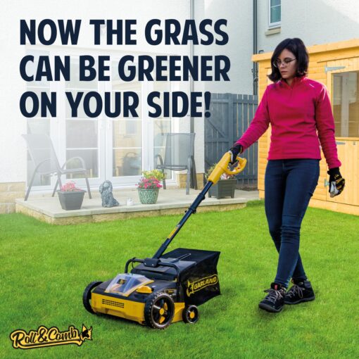 Artificial Turf Vacuum Sweeper by Roll & Comb, Corded Electric Lawn Rake for Artificial Grass, Cool Gardening Gift, 25 Liter Leaf Collector, Model 302e, 19.8lb. - Image 4