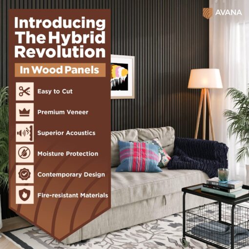 Avana Acoustic Wood Wall Panels – 94.4 X 12.6 Inch Smoke Oak Acoustic Panels 4 PCs – Wall Panels For Interior Wall Decor For Homes, Offices, Studios – Sturdy And Durable Wood Panels For Wall - Image 7