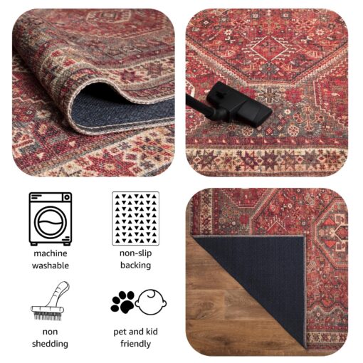 Keen Home Design 6x9 Rug - Machine Washable Area Rug with Non-Slip Backing, Ideal for Living Room, Dining Room, Bedroom - Vintage, Easy Clean, Durable, Low Pile Rug - (6' x 9') - Image 3