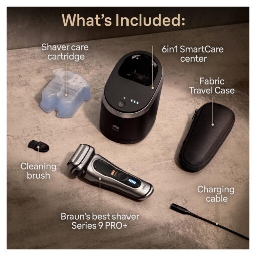 Braun Series 9 PRO+ Electric Razor for Men, 5 Pro Shave Elements & Precision Long Hair Trimmer, 6in1 SmartCare Center, Wet & Dry Electric Razor for Smooth Skin with 60min Battery Runtime, 9567cc - Image 8