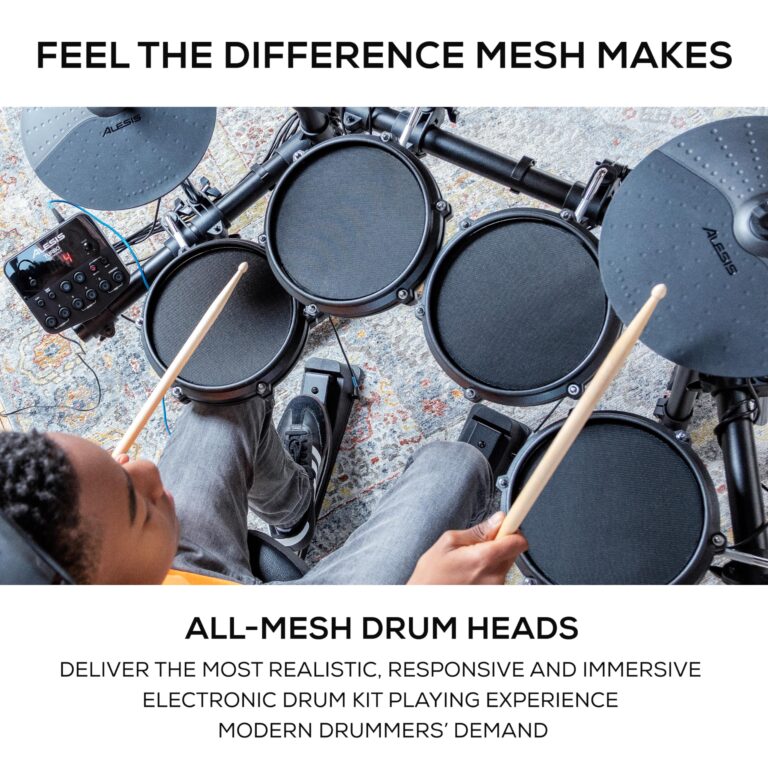 Alesis Turbo Mesh Kit – Electric Drum Set With 100+ Sounds, Quiet Mesh Drum Pads, Drum Sticks, Connection Cables, Drum Lessons - Image 16