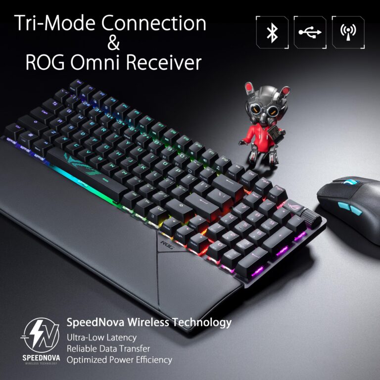 ASUS ROG Strix Scope II 96 Wireless Gaming Keyboard, Tri-Mode Connection, Dampening Foam & Switch-Dampening Pads, Hot-Swappable Pre-lubed ROG NX Snow Switches, PBT Keycaps, RGB-Black - Image 5