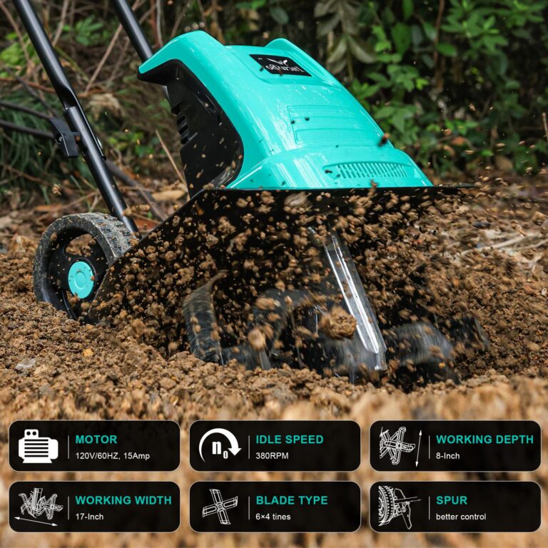 IncwBo Tiller Cultivator 17 inch 15 Amp 6 Steel Tines Tillers for Gardening Electric Rototiller for Garden Yard - Image 9