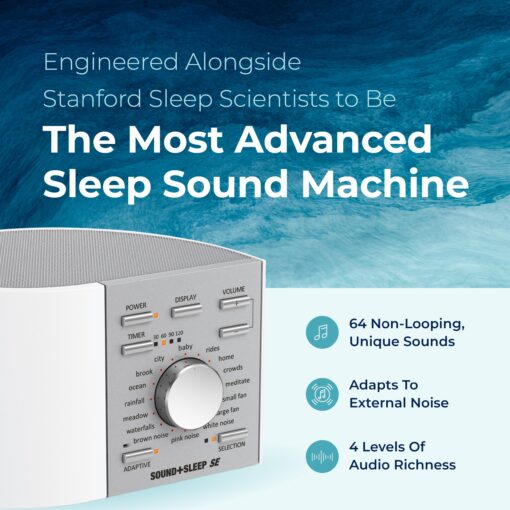 Adaptive Sound Technologies Sound + Sleep SE Noise Machine - White Noise Machine - Non-Looping Environmental/Nature Sounds for Sleep & Relaxation - with Timer & Headphone Jack - White/Silver - Image 7