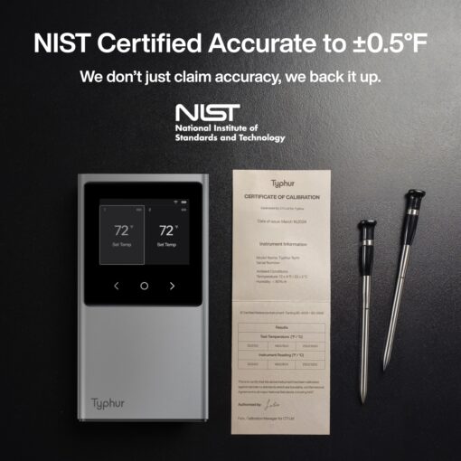 Typhur Sync Pro WiFi Wireless Meat Thermometer, 2 Thin Probes, Smart Base, LCD Display, Unlimited Range, Bluetooth 5.4, Improved Stability, NIST-Certified Accuracy, BBQ, Grill, Smoker, Oven, Kitchen - Image 3