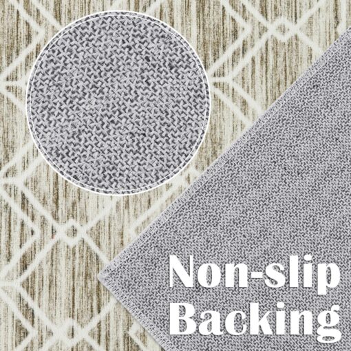 jinchan Moroccan 8x10 Area Rugs for Living Room - Machine Washable Modern Geometric Stain Resistant Ultra-Thin Low-Pile Large Rug Non-Slip Carpet for Bedroom Kitchen Dining Room (8x10ft,Taupe) - Image 4
