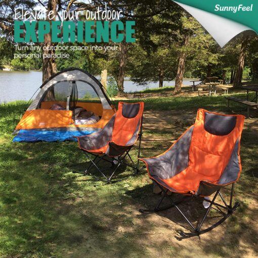 SUNNYFEEL Oversized Heated Camping Chair 2 Pack, Folding Rocking Camping Chairs with Luxury Padded Recliner,Carry Bag, 500 LBS Heavy Duty for Lawn/Outdoor/Picnic/Patio, Portable Rocker Camp Chair - Image 7