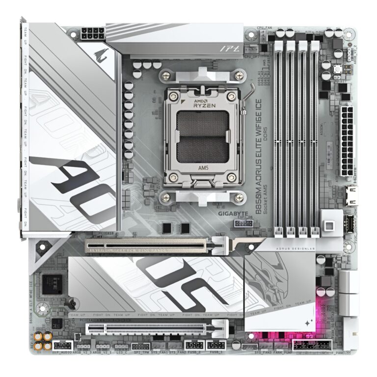 GIGABYTE B850M AORUS Elite WIFI6E ICE Motherboard- AMD Ryzen 9000 Series CPUs, 12+2+1 Phases Digital VRM, up to 8200MHz DDR5 (OC), 1xPCIe 5.0 + 1xPCIe 4.0 M.2, 2.5LAN, WiFi 7, USB 3.2 Gen 2 - Image 5
