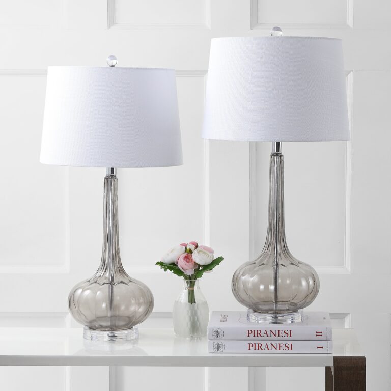 JONATHAN Y JYL1079D-SET2 Bette 28.5" Glass Teardrop LED Table Lamp Contemporary Transitional Bedside Desk Nightstand Lamp for Bedroom Living Room Office College Bookcase, Smoke Gray (Set of 2) - Image 5