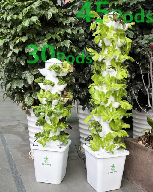 DPROOTS Hydroponic Tower Growing System，45 Pods Vertical Garden，Suitable for Indoor and Greenhouse, Grow Herbs and Vegetables，Houseplant Farming with Water Circulation and Automatic Timer - Image 2