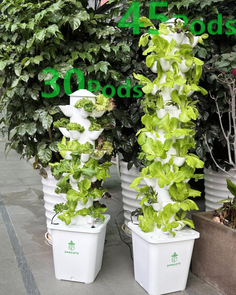 DPROOTS Hydroponic Tower Growing System，45 Pods Vertical Garden，Suitable for Indoor and Greenhouse, Grow Herbs and Vegetables，Houseplant Farming with Water Circulation and Automatic Timer - Image 2