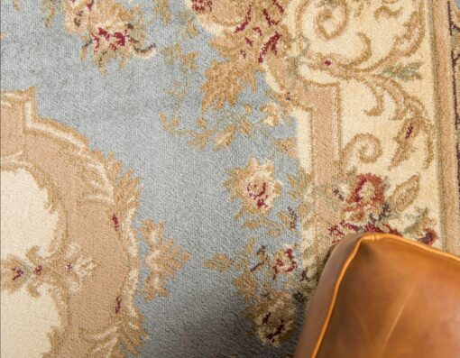 Unique Loom Versailles Collection Traditional Classic Floral Motif Area Rug (8' 0 x 10' 0 Rectangular, Slate Blue/ Ivory) - Image 6