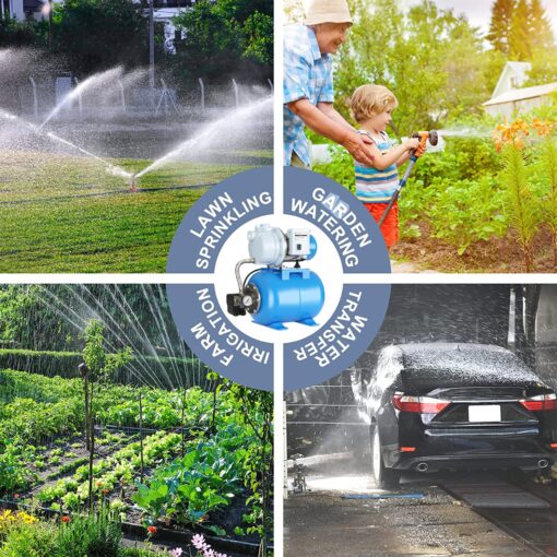 FOTING 1.5HP Shallow Well Pump with Pressure Tank, 1340GPH Irrigation Jet Pump, 115V Automatic Water Pumps Booster System 164FT for Garden Lawn Farm Home - Image 2