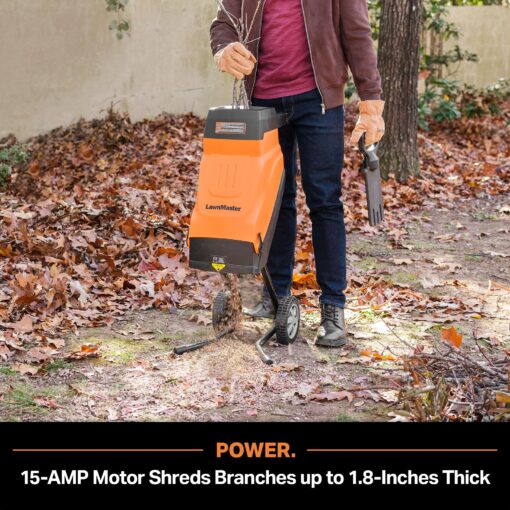 LawnMaster FD1503 Electric Wood Chipper Shredder 15-Amp 1.8-Inch Cutting Diameter Max 14:1 Reduction - Image 5