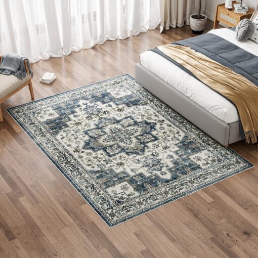 Dripex 9x12 Area Rugs - Stain Resistant Washable Rug Distressed Rugs for Living Room Dining Room Bedroom Anti-Slip Low-Pile and Soft Accent Rug Farmhouse Office Home Decor, Pet & Child Friendly - Image 3